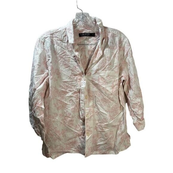 Notch Collar Floral Pyjama Top Medium LAUREN by Ralph Lauren - Picture 2 of 5